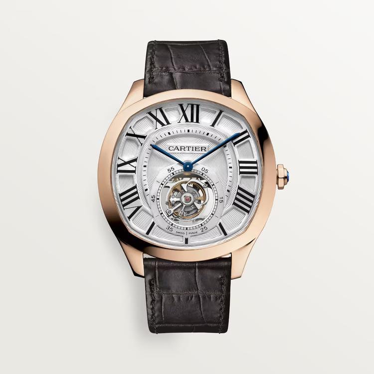 Đồng Hồ Cartier Drive De Cartier Flying Tourbillon Watch Nam Nâu Hồng