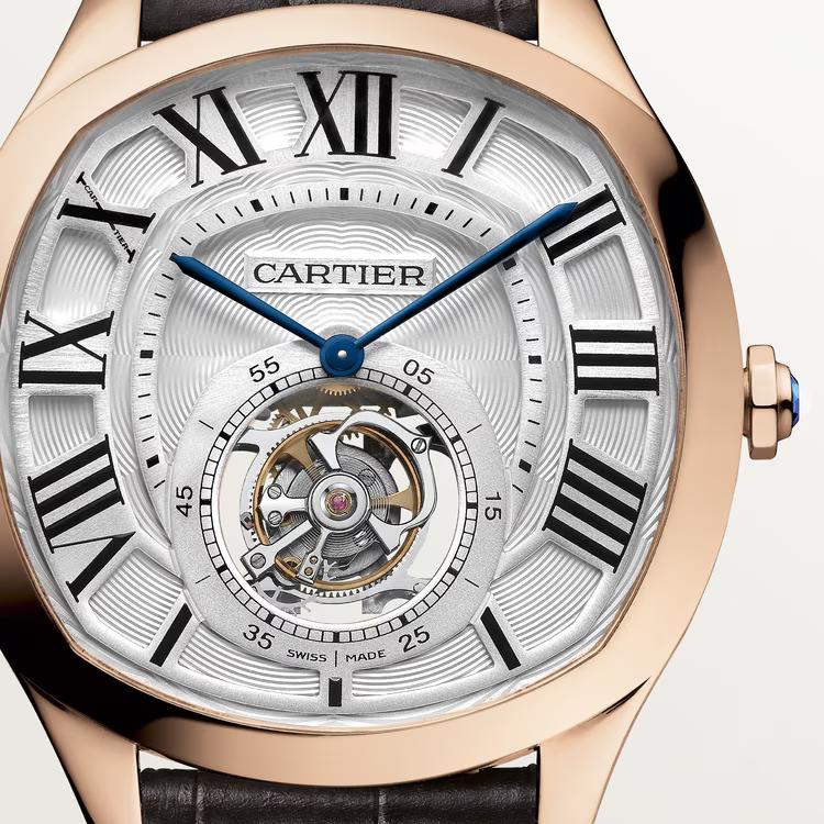 Đồng Hồ Cartier Drive De Cartier Flying Tourbillon Watch Nam Nâu Hồng