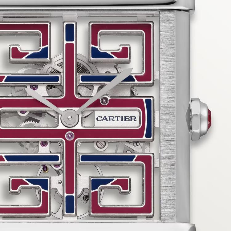 Đồng Hồ Cartier Tank Chinoise Watch Nam Đen Bạc