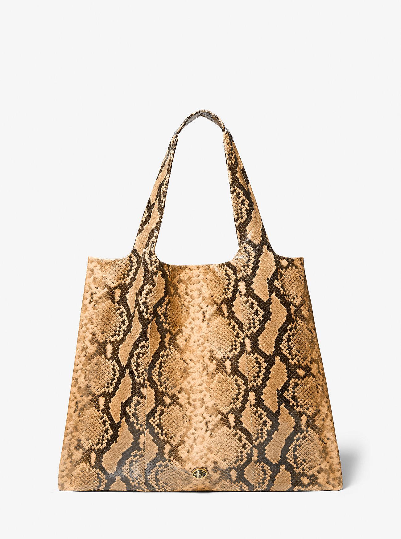 Túi Michael Kors Monogramme Python Embossed Leather Tote Bag Nữ Vàng