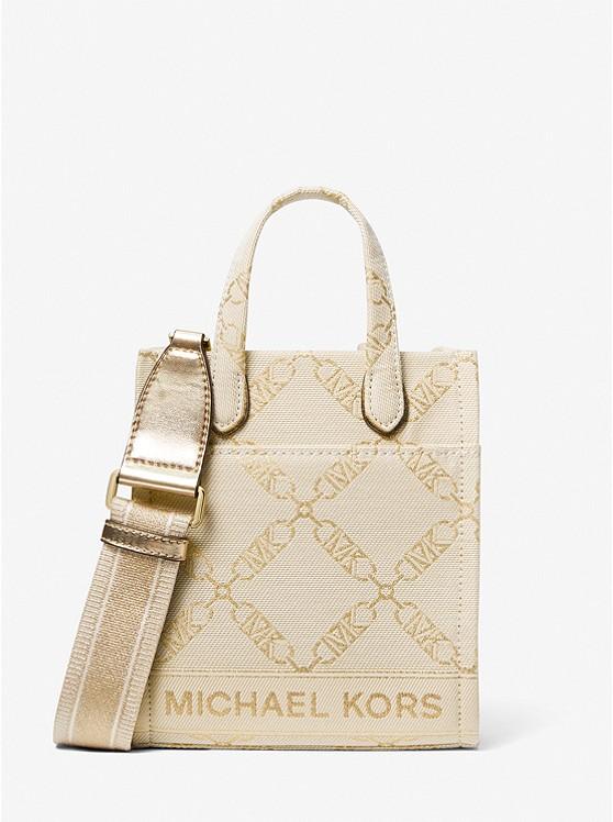 Túi Michael Kors Gigi Extra-Small Metallic Empire Logo Jacquard Crossbody Bag Nữ Vàng