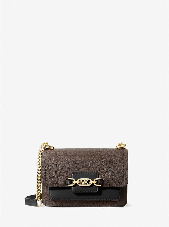 Túi Michael Kors Heather Extra-Small Logo Crossbody Bag Nữ Nâu Đen