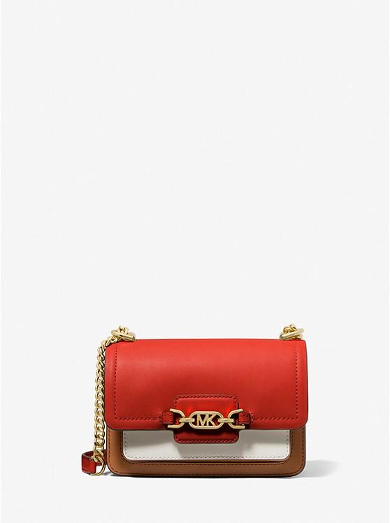 Túi Michael Kors Heather Extra-Small Color-Block Leather Crossbody Bag Nữ Cam