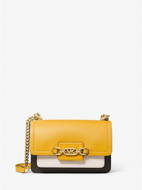 Túi Michael Kors Heather Extra-Small Color-Block Leather Crossbody Bag Nữ Vàng