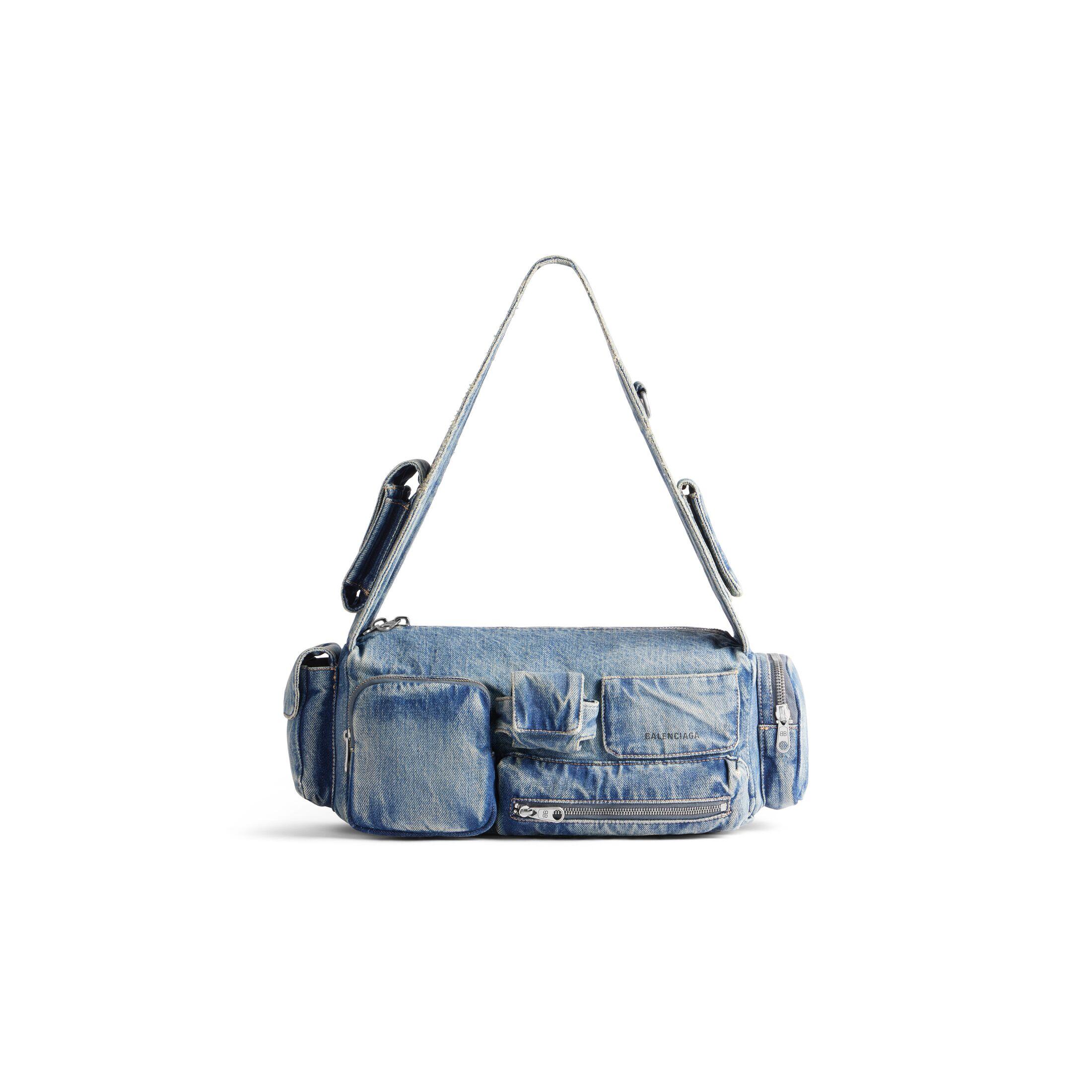 Túi Balenciaga Superbusy Small Sling Bag Denim Nam Xanh Dương