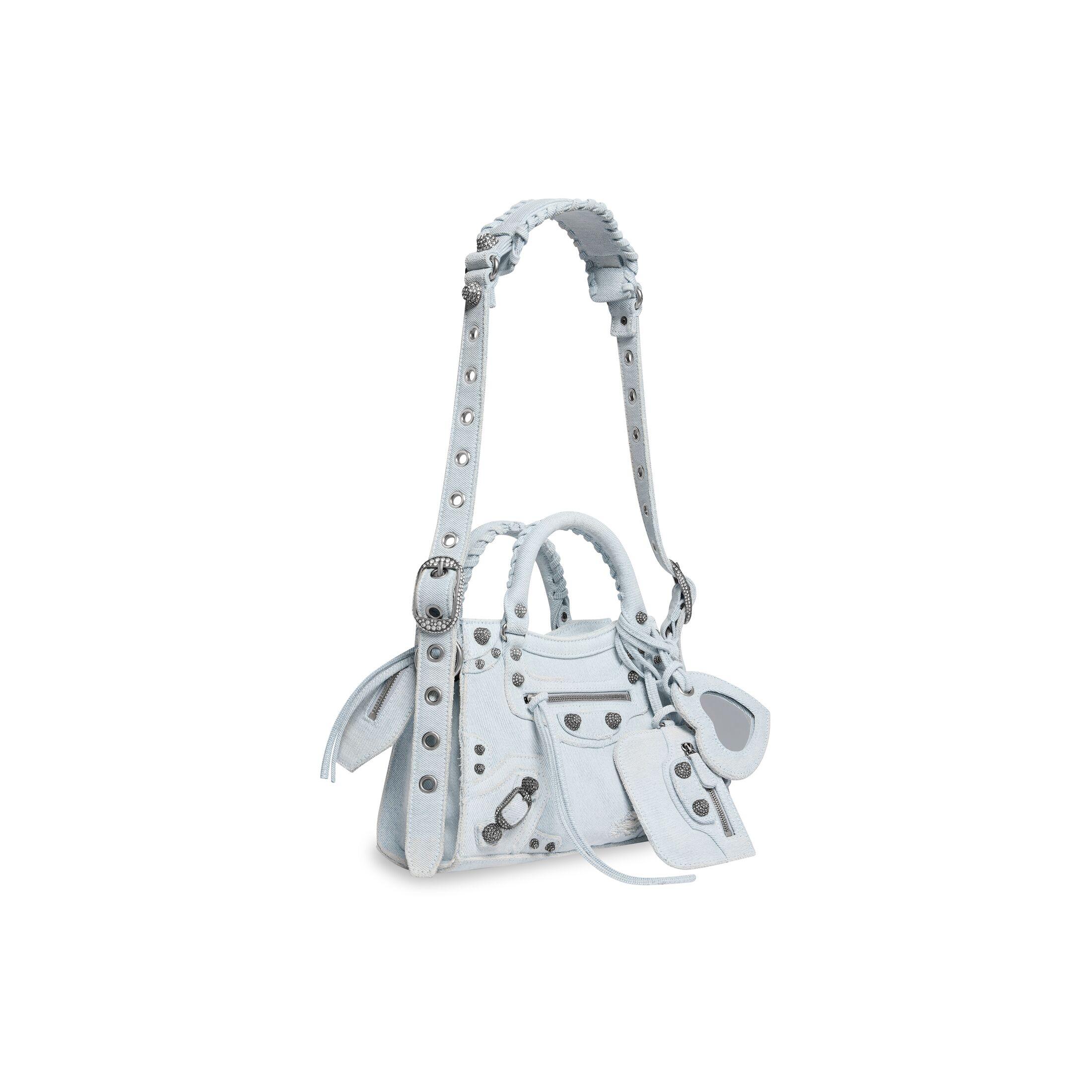 Túi Balenciaga Neo Cagole Xs Handbag Denim With Rhinestones Nữ Xanh Dương Nhạt
