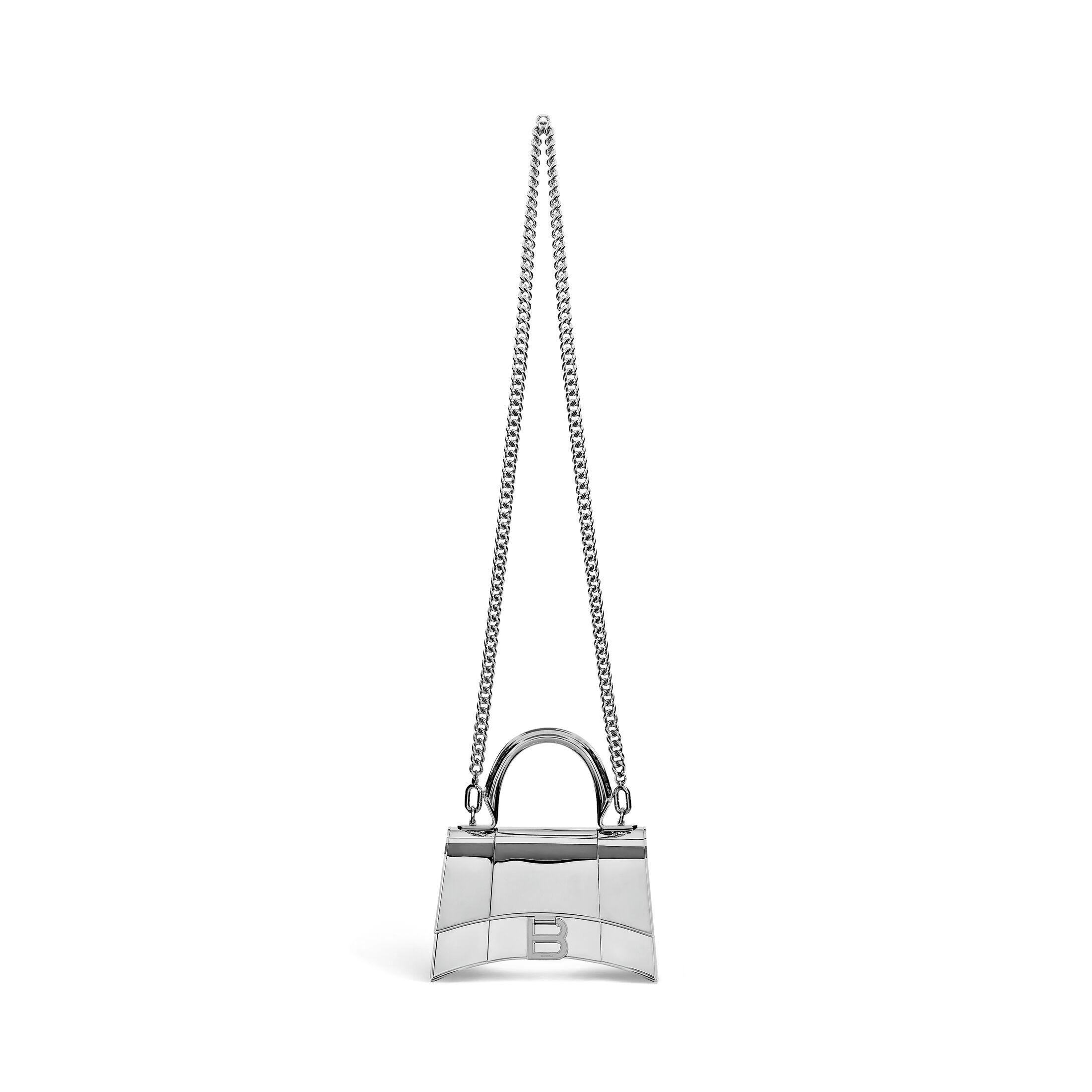 Túi Balenciaga Hourglass Metal Xs Handbag Nữ Bạc