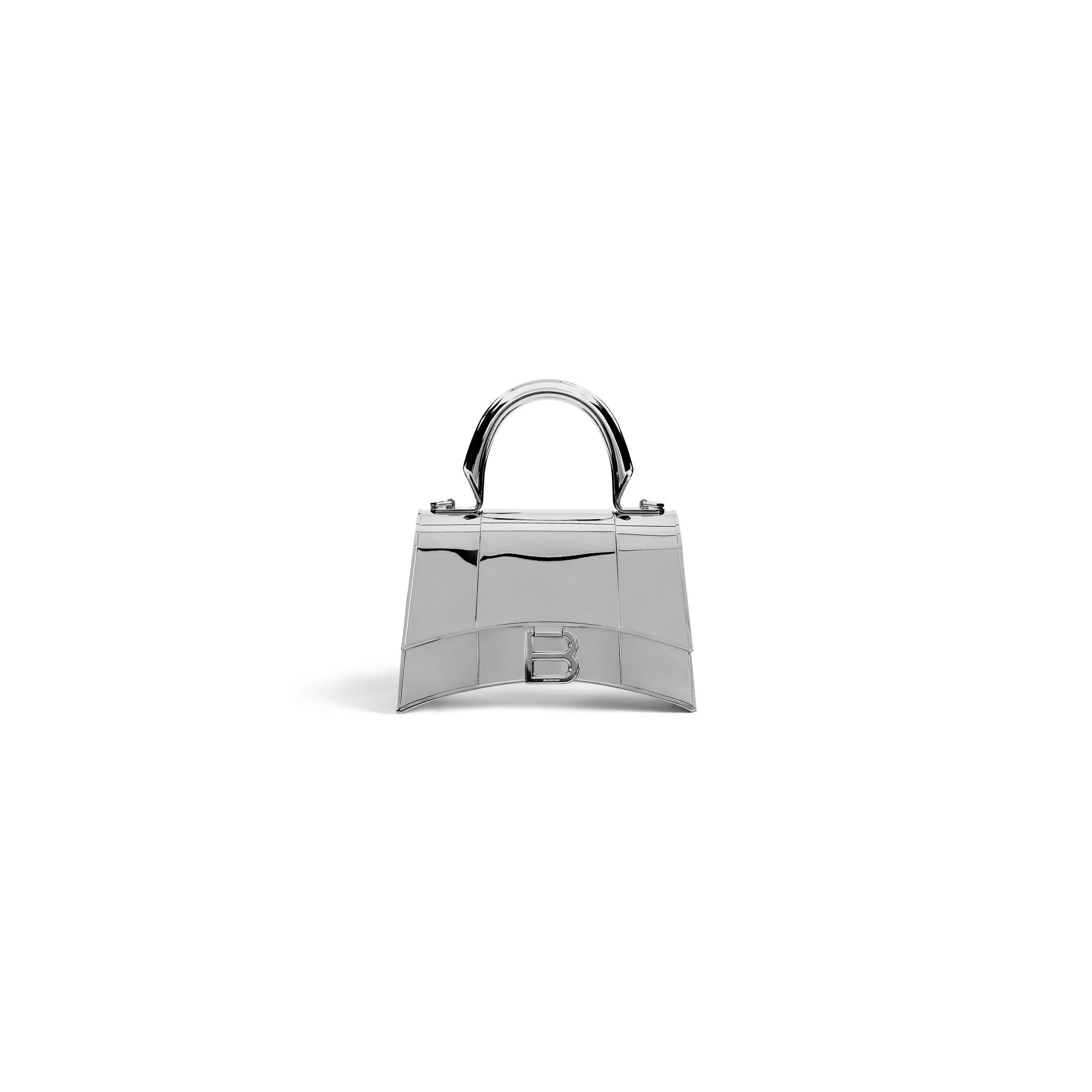 Túi Balenciaga Hourglass Metal Xs Handbag Nữ Bạc