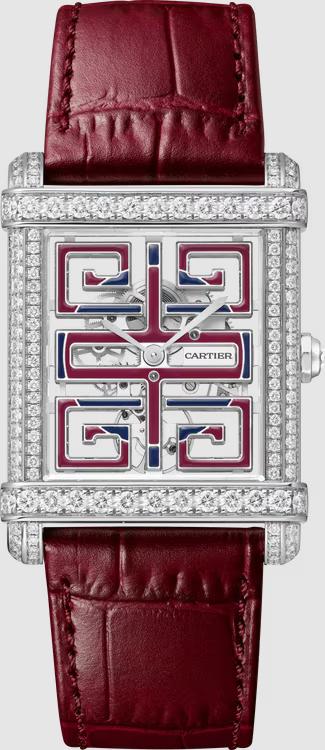 Đồng Hồ Cartier Tank Chinoise Watch Nữ Đỏ Bạc