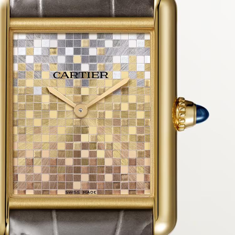 Đồng Hồ Cartier Tank Louis Cartier Watch Nam Nâu Be