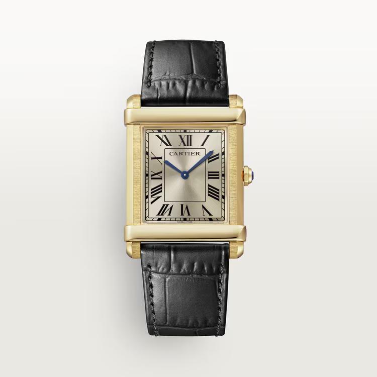 Đồng Hồ Cartier Tank Chinoise Watch Nam Vàng Đen