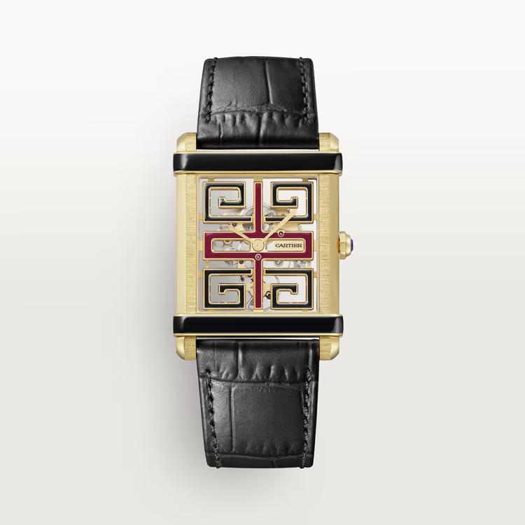 Đồng Hồ Cartier Tank Chinoise Watch Nữ Vàng Đen