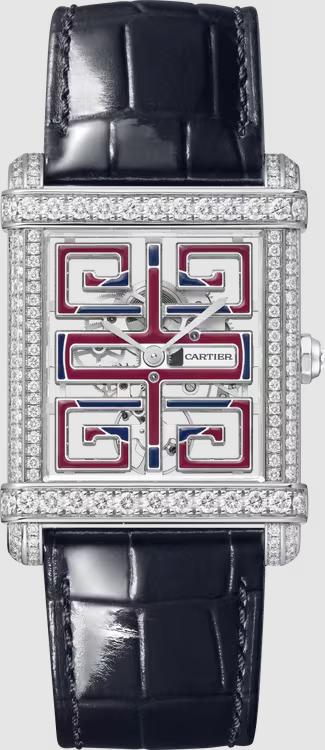 Đồng Hồ Cartier Tank Chinoise Watch Nữ Đen Bạc