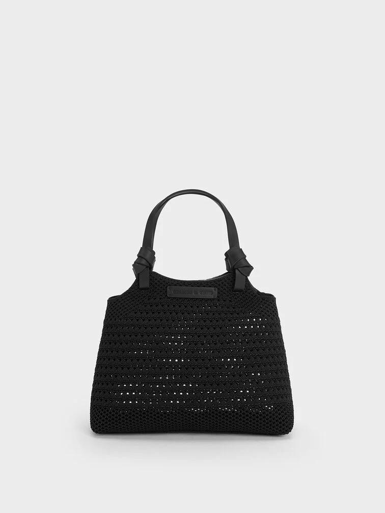 Túi Charles & Keith Ida Knotted Handle Knitted Nữ Đen