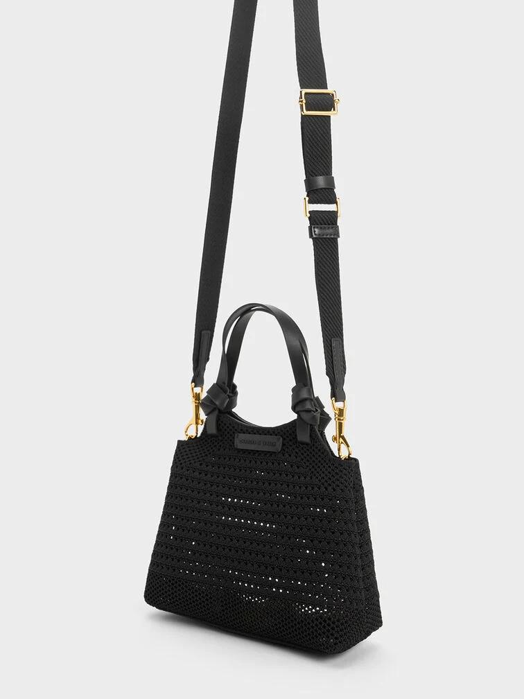 Túi Charles & Keith Ida Knotted Handle Knitted Nữ Đen