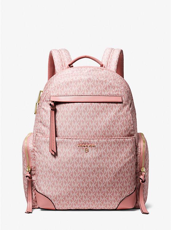 Túi Michael Kors Prescott Large Signature Logo Print Woven Backpack Nữ Hồng