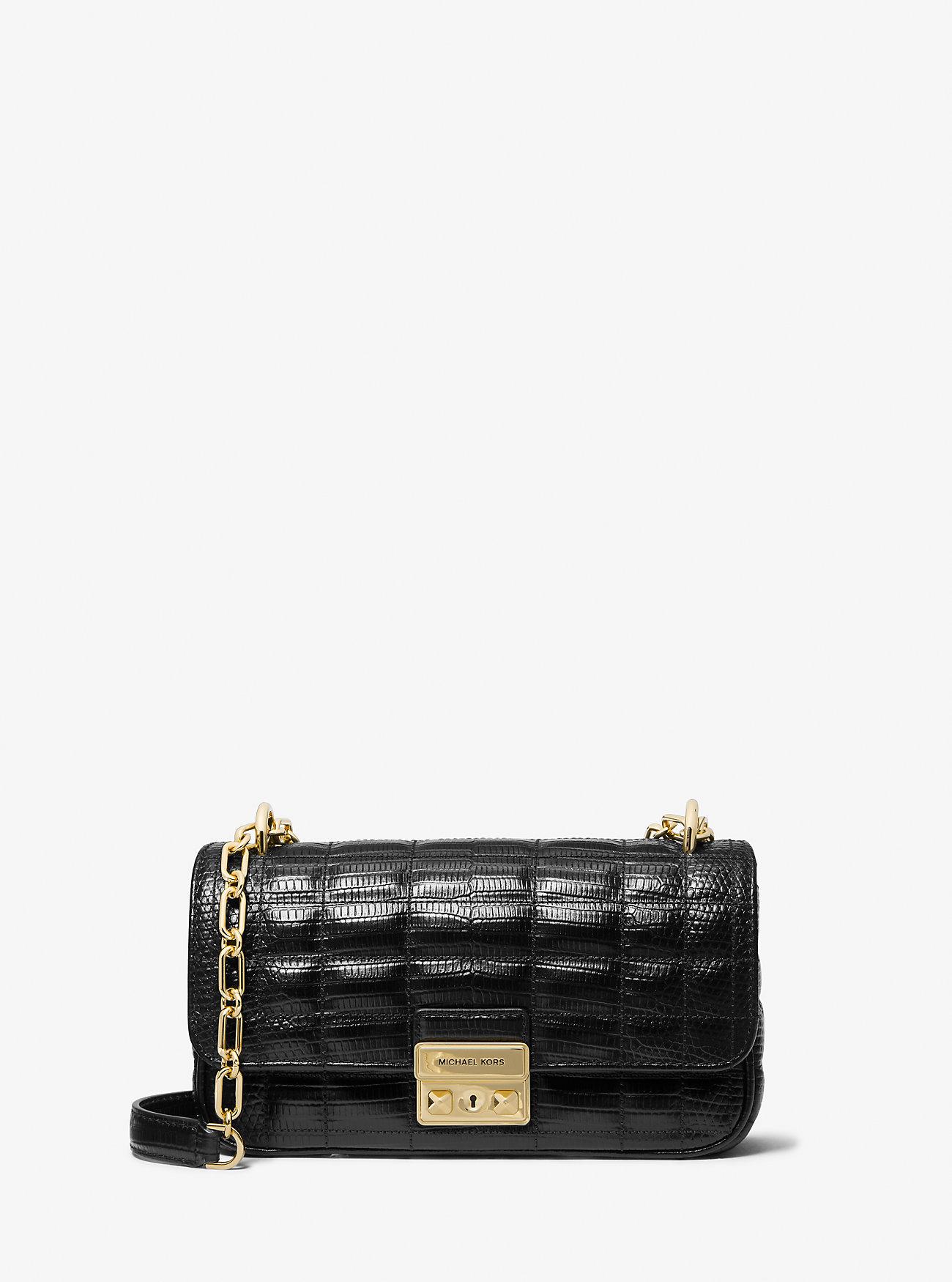 Túi Michael Kors Tribeca Small Quilted Lizard Embossed Leather Shoulder Bag Nữ Đen