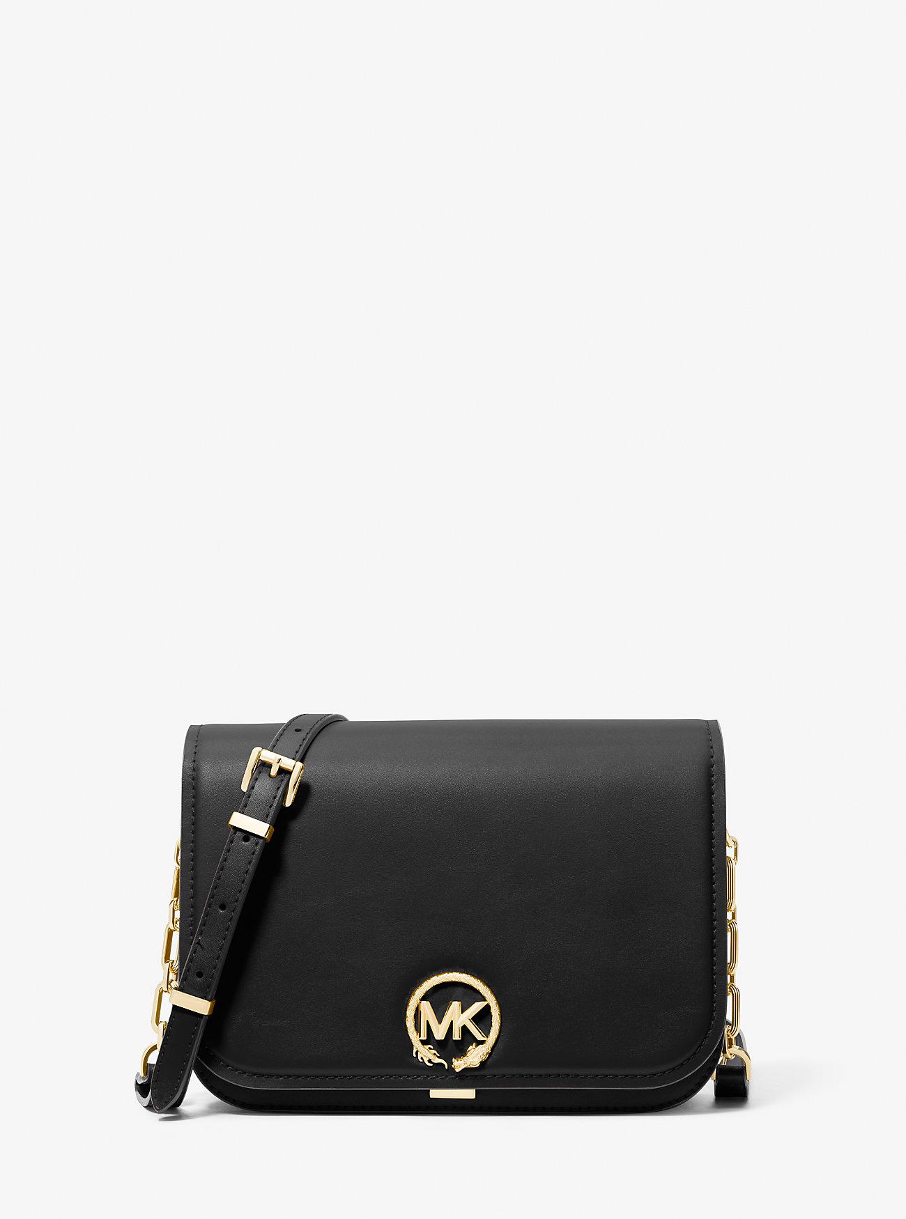 Túi Michael Kors New Year Delancey Medium Leather Messenger Bag Nữ Đen