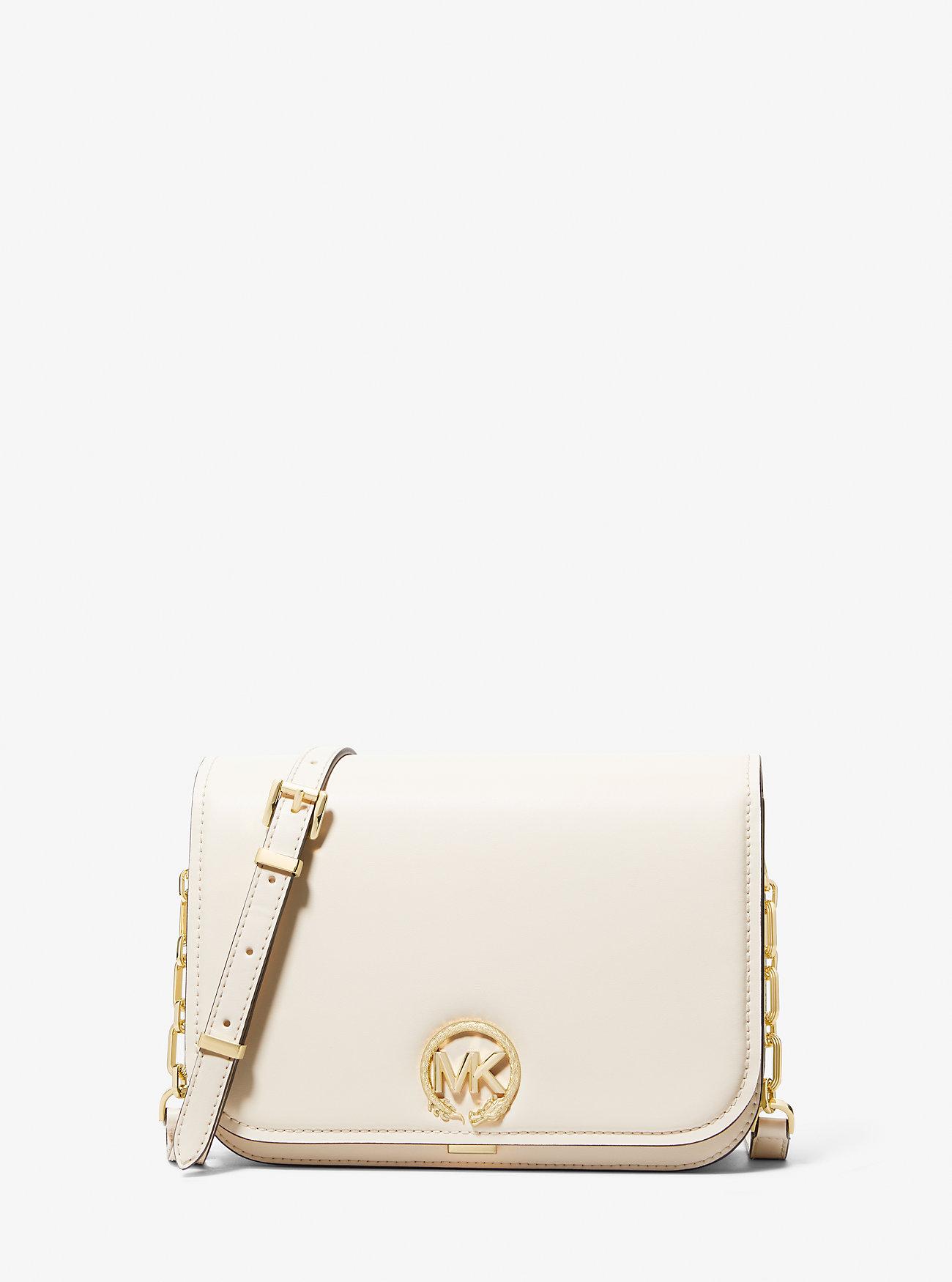 Túi Michael Kors New Year Delancey Medium Leather Messenger Bag Nữ Kem