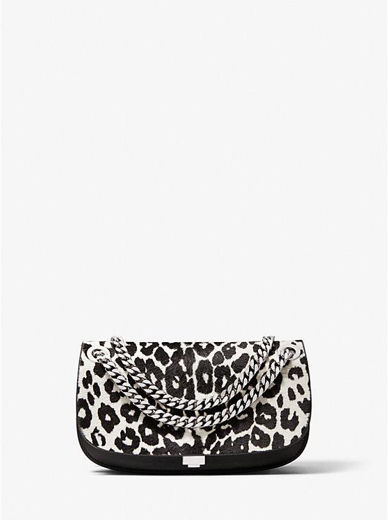 Túi Michael Kors Christie Mini Leopard Print Calf Hair And Leather Envelope Bag Nữ Đen