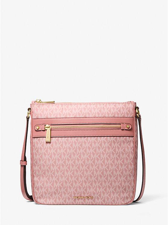 Túi Michael Kors Jet Set Large Signature Logo Print Woven Crossbody Bag Nữ Hồng