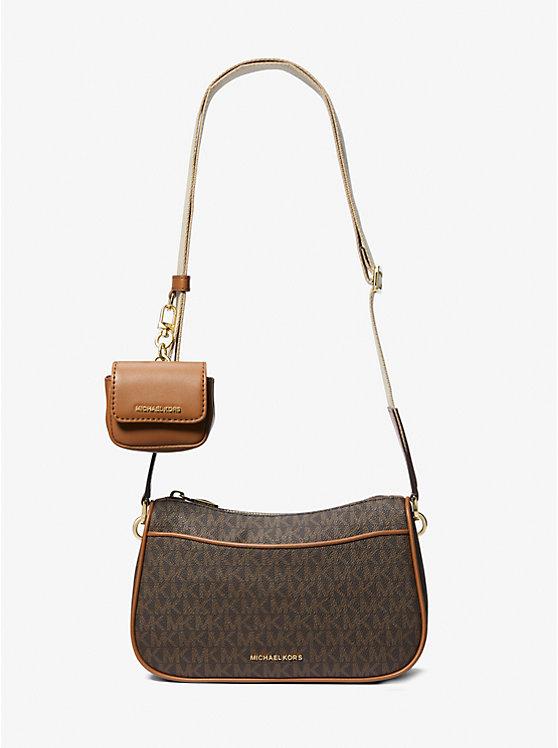 Túi Michael Kors Jet Set Medium Signature Logo Crossbody Bag With Case For Apple Airpods Pro® Nữ Nâu