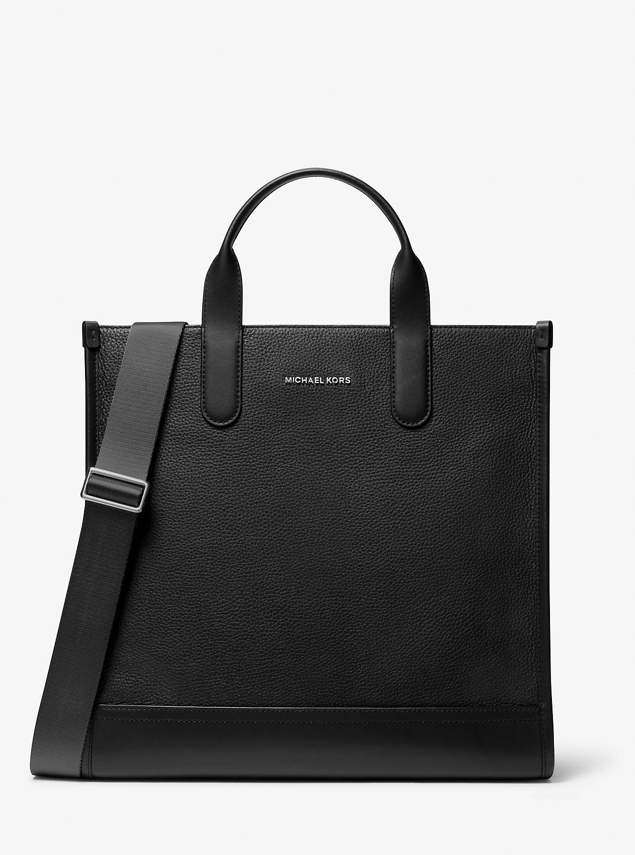 Túi Michael Kors Hudson Pebbled Leather Tote Bag Nam Đen Xám