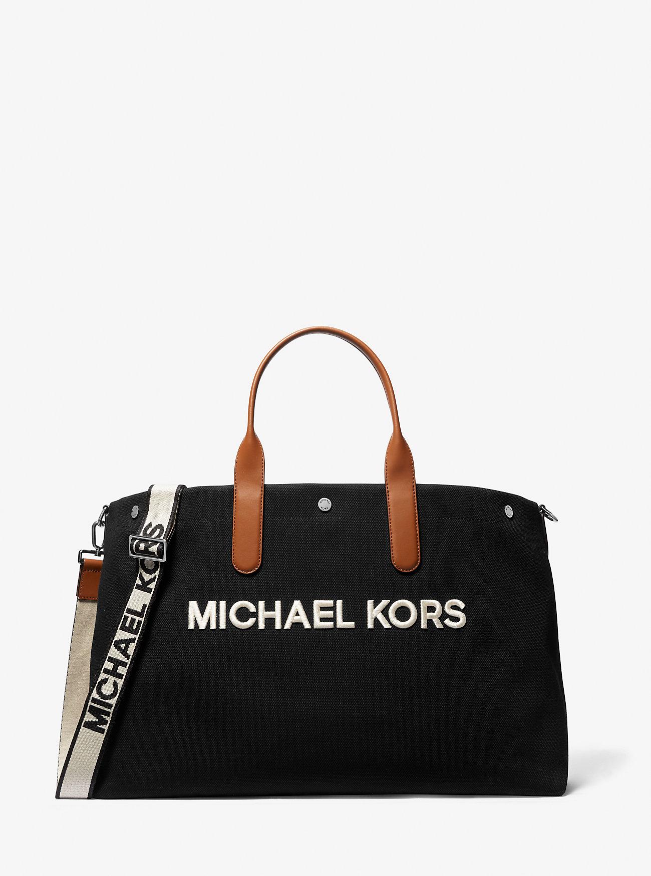 Túi Michael Kors Brooklyn Oversized Cotton Canvas Tote Bag Nam Đen