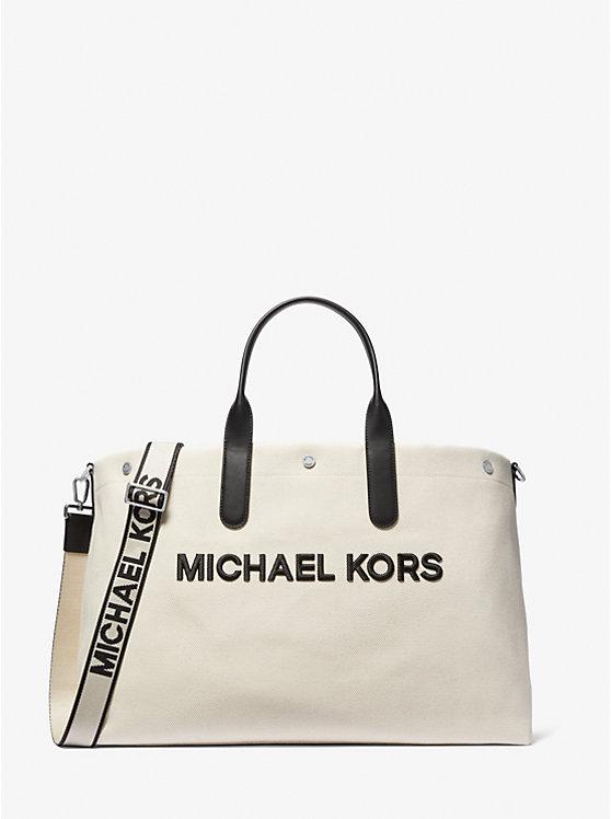 Túi Michael Kors Brooklyn Oversized Cotton Canvas Tote Bag Nam Trắng