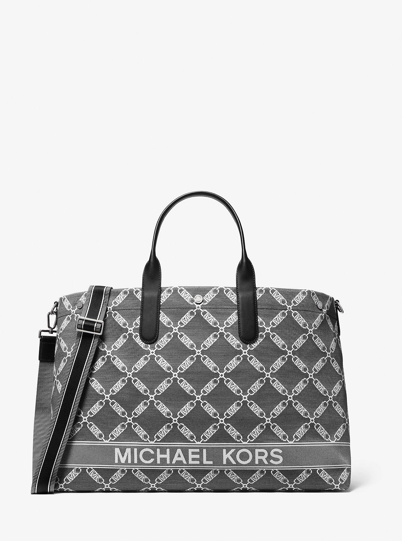 Túi Michael Kors Hudson Oversized Empire Logo Jacquard Tote Bag Nam Xám