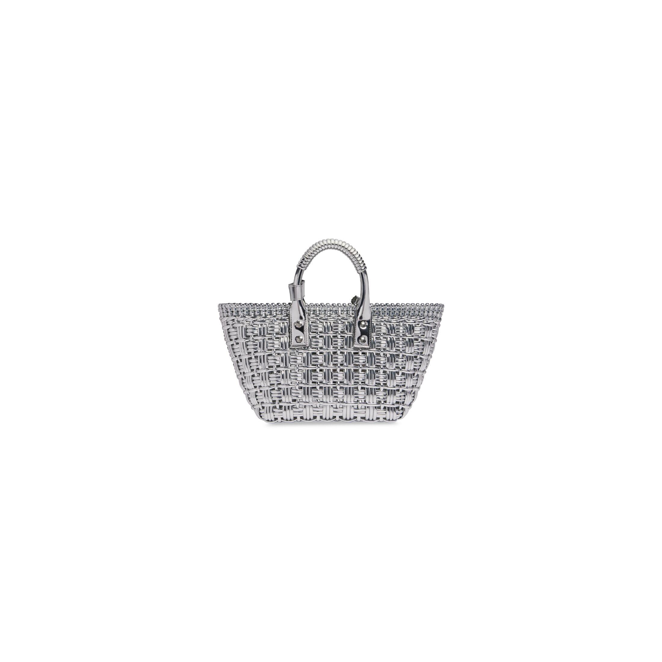 Túi Balenciaga Bistro Xs Basket With Strap In Mirror Fabric Nữ Bạc