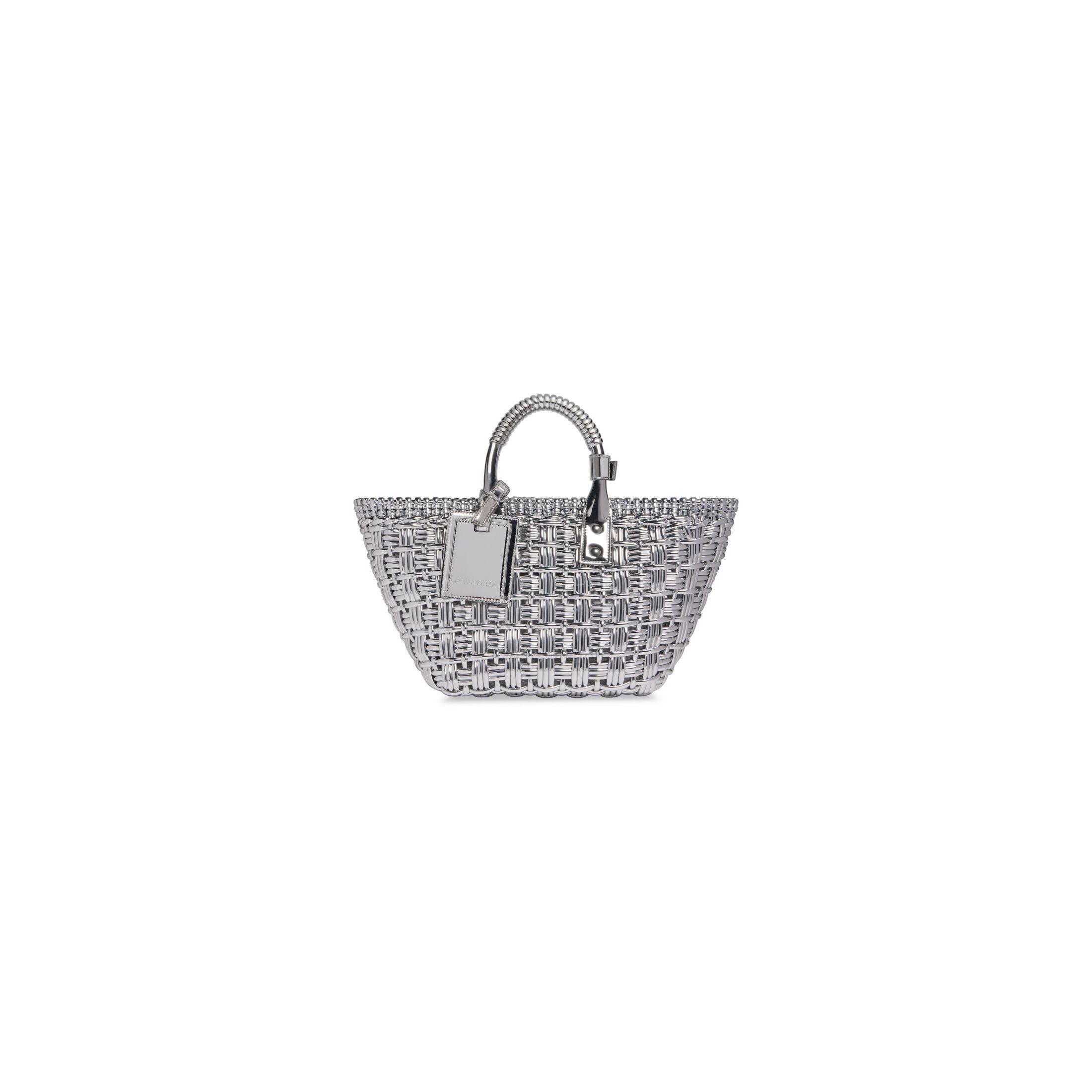 Túi Balenciaga Bistro Xs Basket With Strap In Mirror Fabric Nữ Bạc