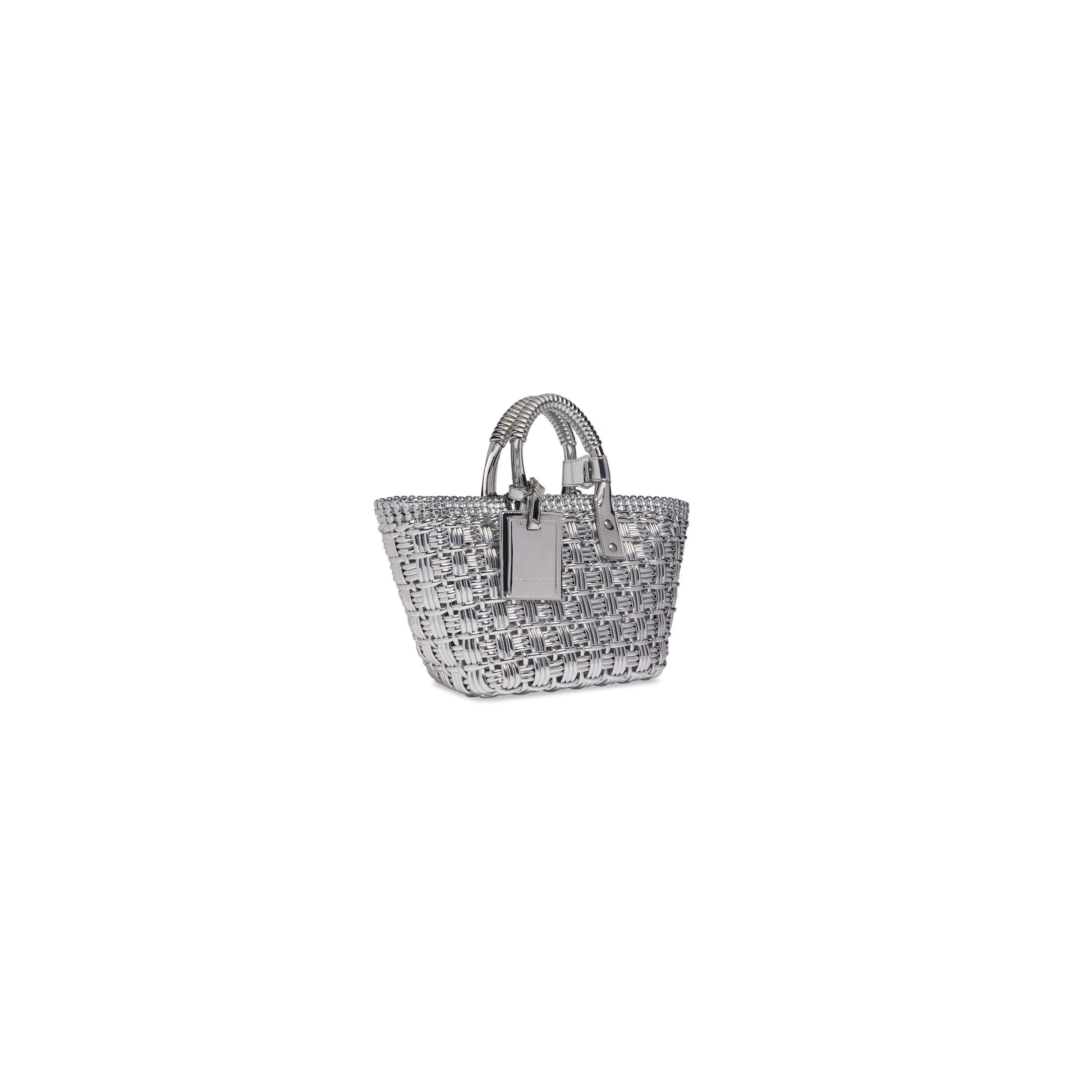 Túi Balenciaga Bistro Xs Basket With Strap In Mirror Fabric Nữ Bạc