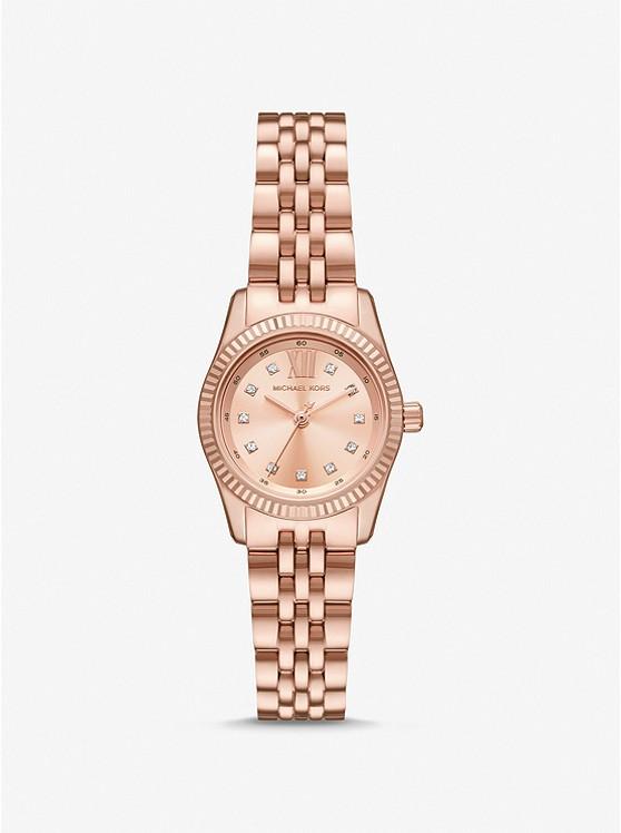 Đồng Hồ Michael Kors Petite Lexington Pavé Rose Gold-Tone Watch Nữ Vàng Hồng