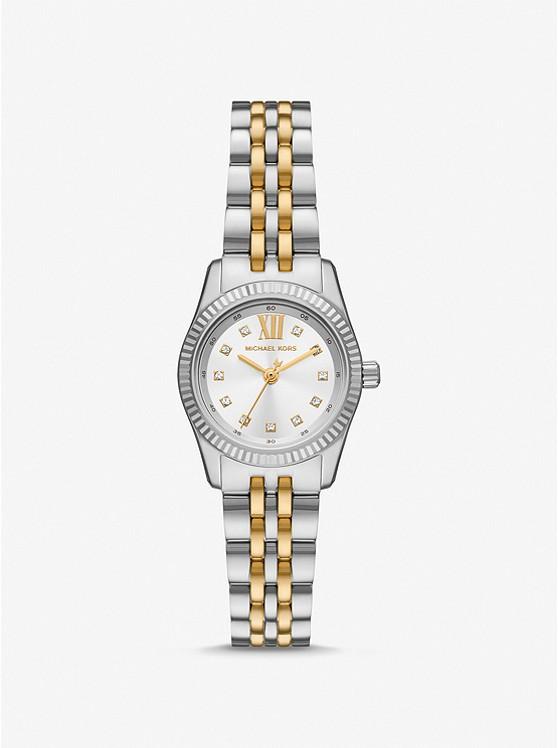 Đồng Hồ Michael Kors Petite Lexington Pavé Two-Tone Watch Nữ Bạc Vàng