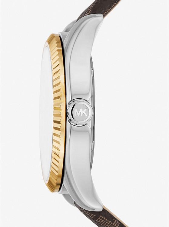 Đồng Hồ Michael Kors Lexington Two-Tone And Signature Logo Watch Nữ Nâu