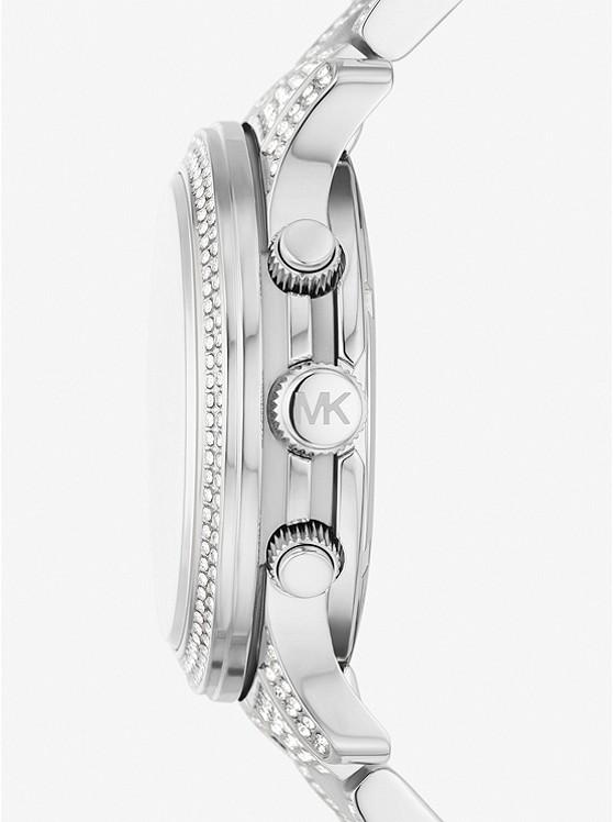 Đồng Hồ Michael Kors Runway Pavé Silver-Tone Watch Nữ Bạc