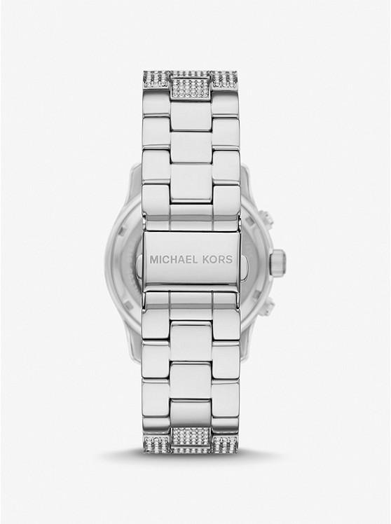 Đồng Hồ Michael Kors Runway Pavé Silver-Tone Watch Nữ Bạc