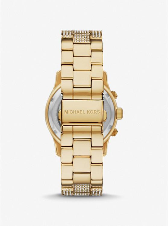 Đồng Hồ Michael Kors Runway Pavé Gold-Tone Watch Nữ Vàng