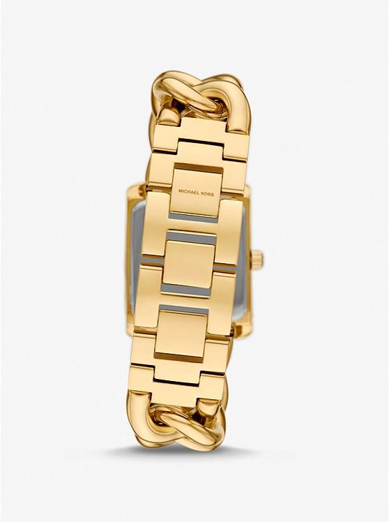 Đồng Hồ Michael Kors Mini Emery Animal Pavé Gold-Tone Curb Link Watch Nữ Vàng