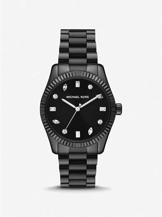 Đồng Hồ Michael Kors Lexington Pavé Black-Tone Watch Nữ Đen