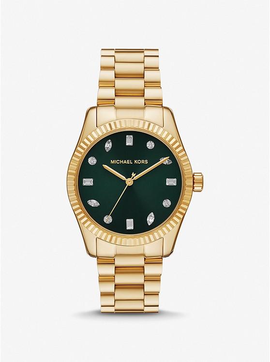 Đồng Hồ Michael Kors Lexington Pavé Gold-Tone Watch Nữ Vàng