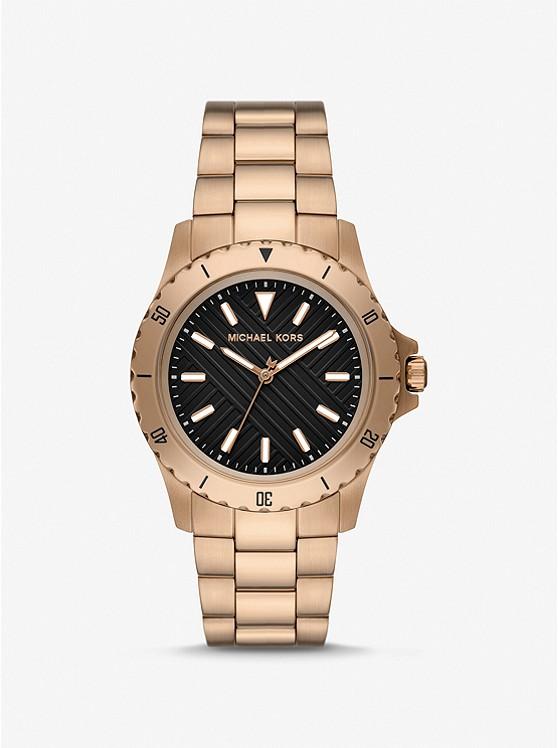 Đồng Hồ Michael Kors Oversized Everest Beige Gold-Tone Watch Nữ Vàng Hồng