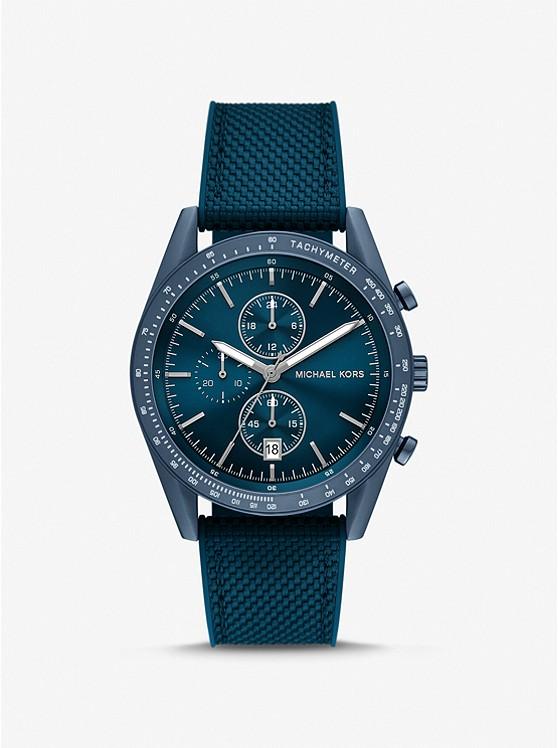 Đồng Hồ Michael Kors Oversized Accelerator Blue-Tone And Nylon Watch Nữ Xanh Navy