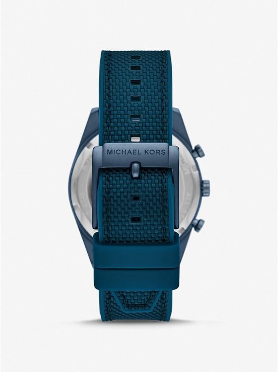 Đồng Hồ Michael Kors Oversized Accelerator Blue-Tone And Nylon Watch Nữ Xanh Navy