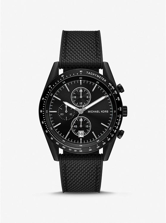 Đồng Hồ Michael Kors Oversized Accelerator Black-Tone And Nylon Watch Nữ Đen