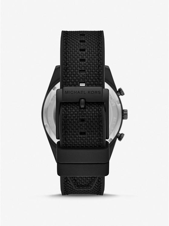 Đồng Hồ Michael Kors Oversized Accelerator Black-Tone And Nylon Watch Nữ Đen