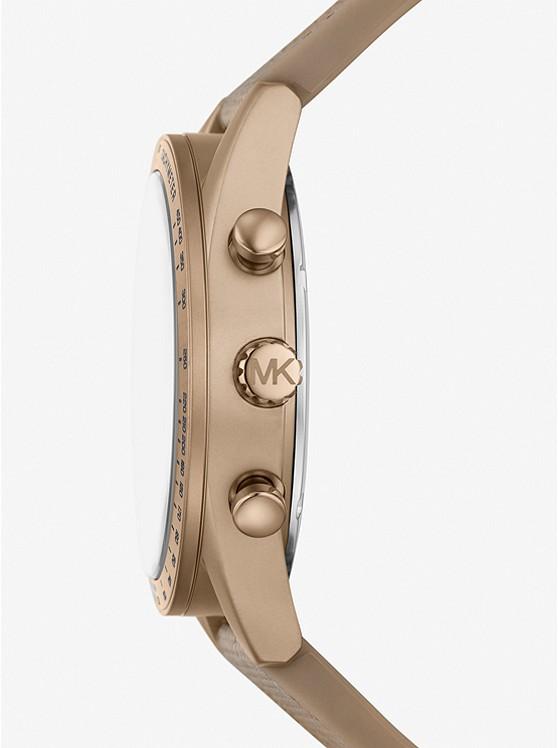 Đồng Hồ Michael Kors Oversized Accelerator Beige Gold-Tone And Nylon Watch Nữ Nâu