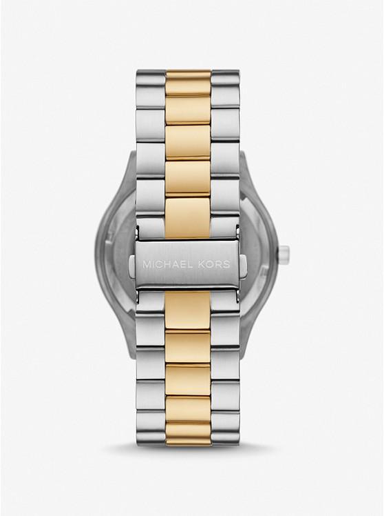 Đồng Hồ Michael Kors Oversized Slim Runway Two-Tone Watch Nữ Bạc Vàng