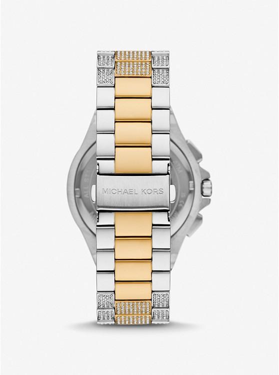 Đồng Hồ Michael Kors Oversized Lennox Pavé Two-Tone Watch Nữ Bạc Vàng